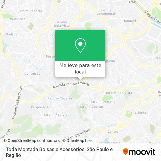 Toda Montada Bolsas e Acessorios mapa