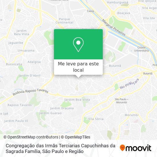 Congregação das Irmãs Terciarias Capuchinhas da Sagrada Família mapa