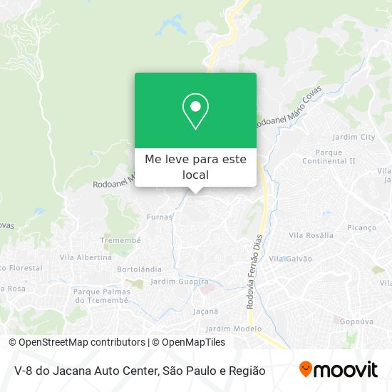 V-8 do Jacana Auto Center mapa