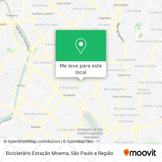 Bicicletário Estação Moema mapa