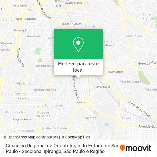 Conselho Regional de Odontologia do Estado de São Paulo - Seccional Ipiranga mapa
