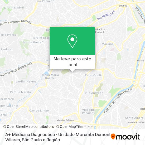 A+ Medicina Diagnóstica - Unidade Morumbi Dumont Villares mapa