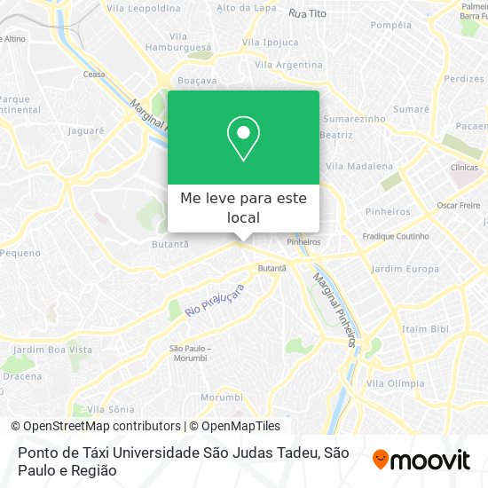 Ponto de Táxi Universidade São Judas Tadeu mapa