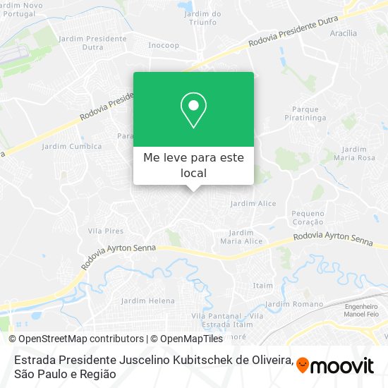 Estrada Presidente Juscelino Kubitschek de Oliveira mapa