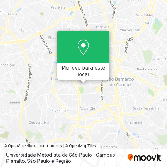 Universidade Metodista de São Paulo - Campus Planalto mapa