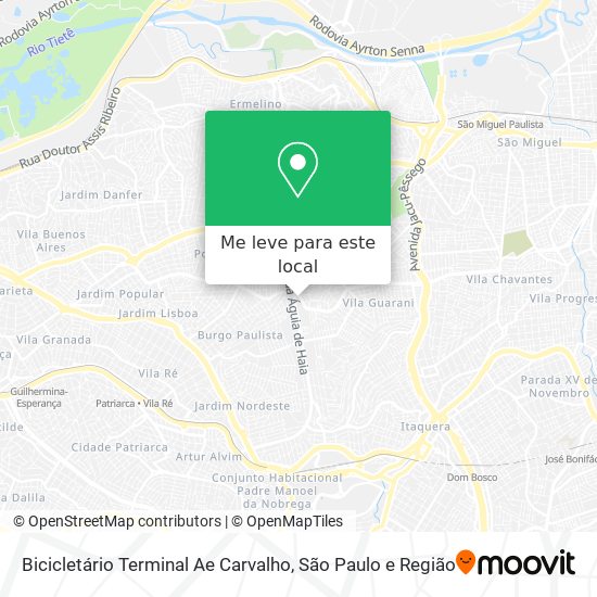 Bicicletário Terminal Ae Carvalho mapa