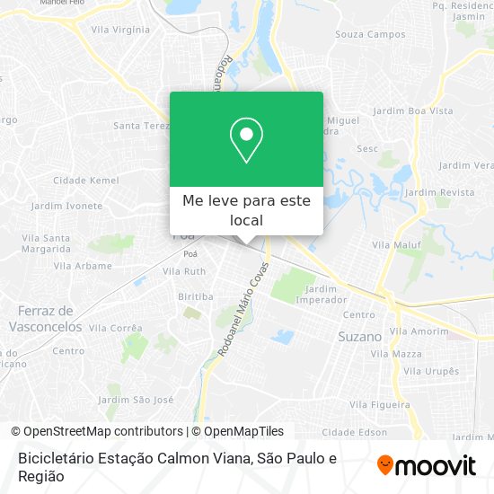 Bicicletário Estação Calmon Viana mapa