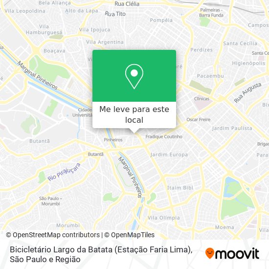 Bicicletário Largo da Batata (Estação Faria Lima) mapa