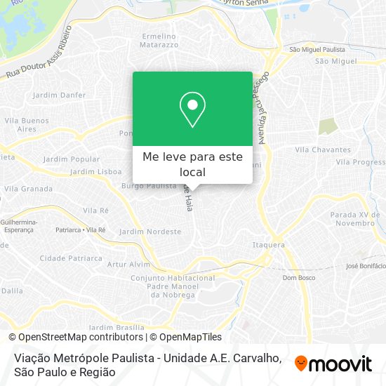 Viação Metrópole Paulista - Unidade A.E. Carvalho mapa