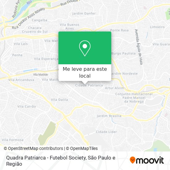 Quadra Patriarca - Futebol Society mapa