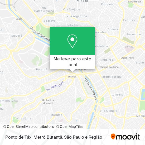 Ponto de Táxi Metrô Butantã mapa