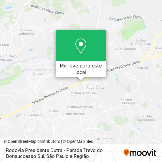 Rodovia Presidente Dutra - Parada Trevo do Bonsuccesso Sul mapa