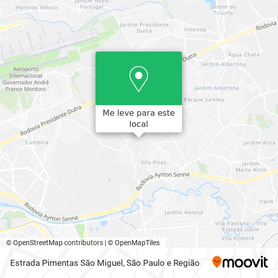 Estrada Pimentas São Miguel mapa