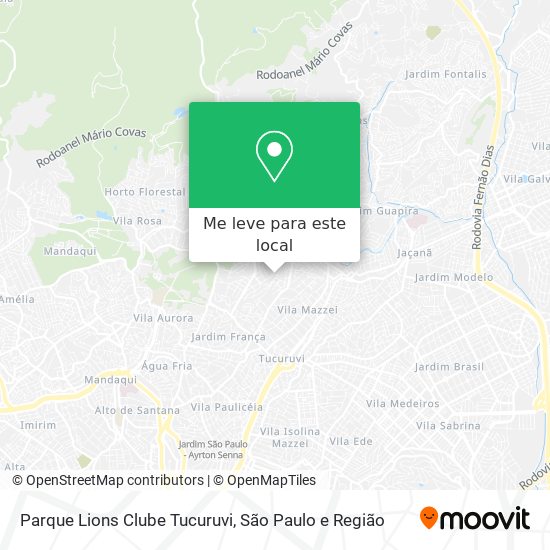 Parque Lions Clube Tucuruvi mapa