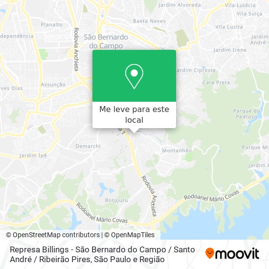 Represa Billings - São Bernardo do Campo / Santo André / Ribeirão Pires mapa