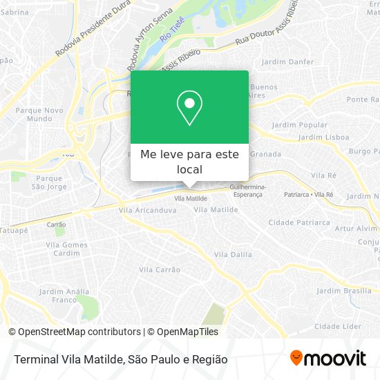 Terminal Vila Matilde mapa