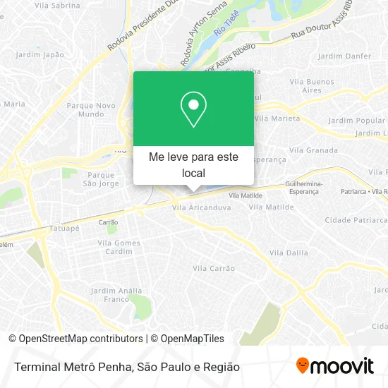 Terminal Metrô Penha mapa