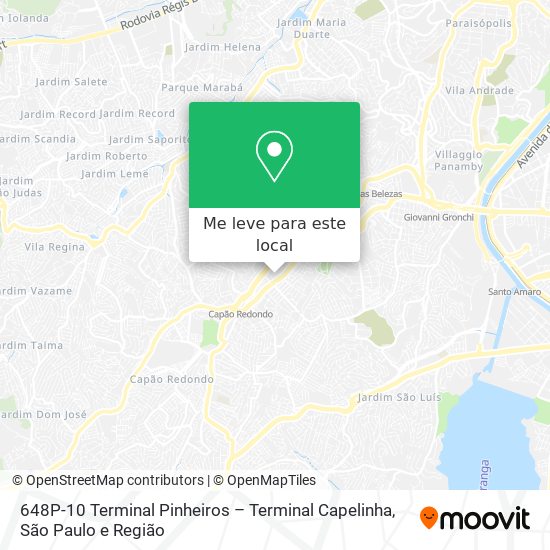 648P-10 Terminal Pinheiros – Terminal Capelinha mapa