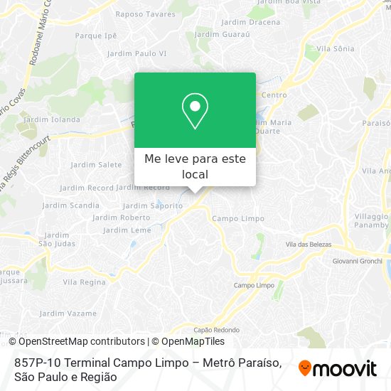 857P-10 Terminal Campo Limpo – Metrô Paraíso mapa