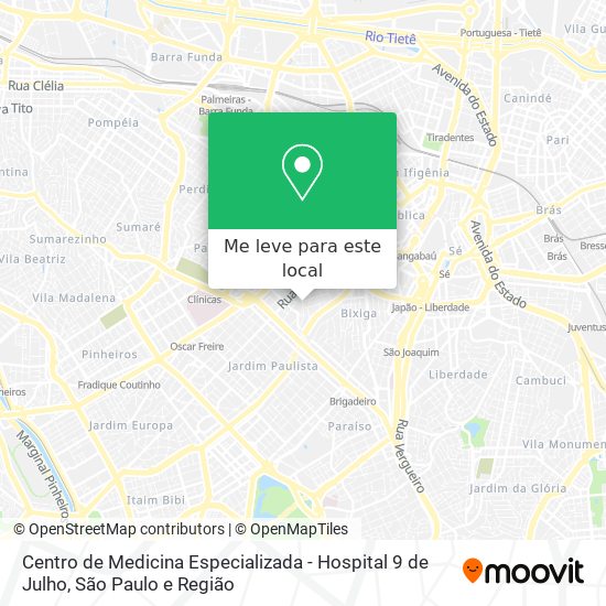 Centro de Medicina Especializada - Hospital 9 de Julho mapa