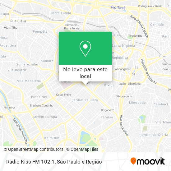 Rádio Kiss FM 102.1 mapa