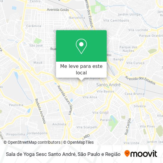 Sala de Yoga Sesc Santo André mapa