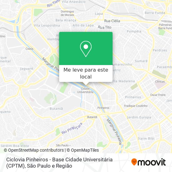 Ciclovia Pinheiros - Base Cidade Universitária (CPTM) mapa