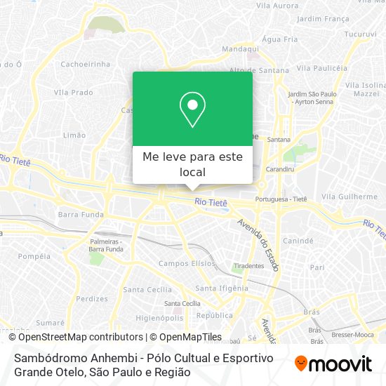 Sambódromo Anhembi - Pólo Cultual e Esportivo Grande Otelo mapa