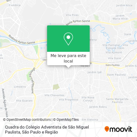 Quadra do Colégio Adventista de São Miguel Paulista mapa