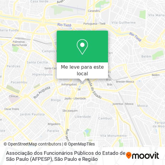 Associação dos Funcionários Públicos do Estado de São Paulo (AFPESP) mapa