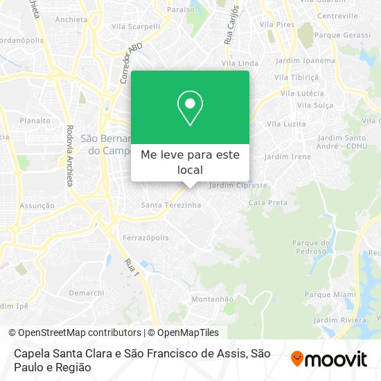 Capela Santa Clara e São Francisco de Assis mapa