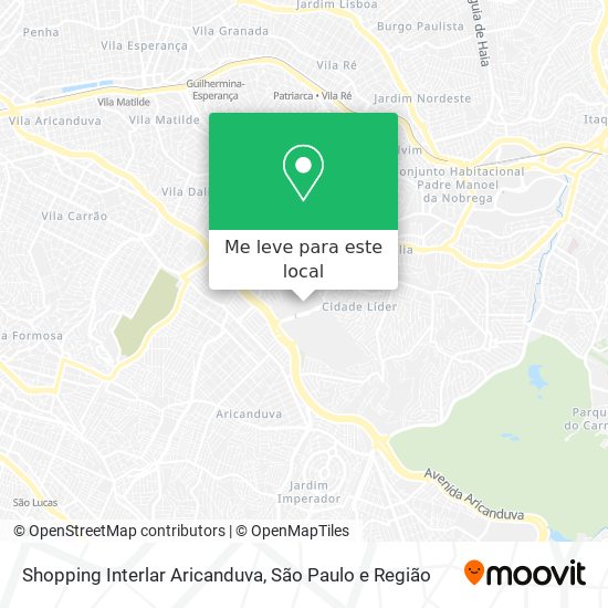 Shopping Interlar Aricanduva mapa