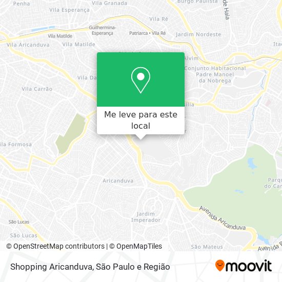 Shopping Aricanduva mapa