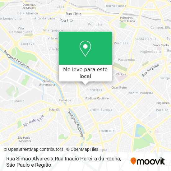 Rua Simão Alvares x Rua Inacio Pereira da Rocha mapa