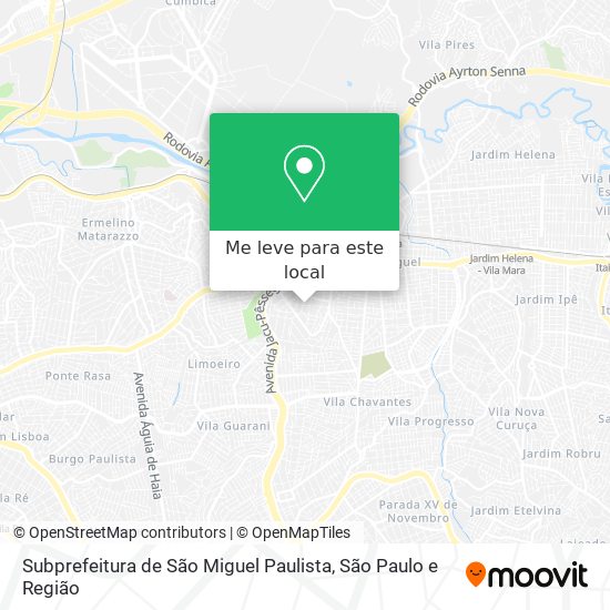 Subprefeitura de São Miguel Paulista mapa