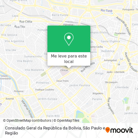 Consulado Geral da República da Bolívia mapa