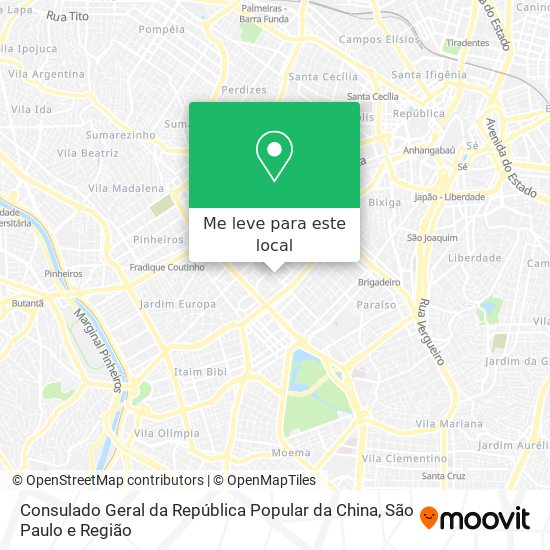 Consulado Geral da República Popular da China mapa