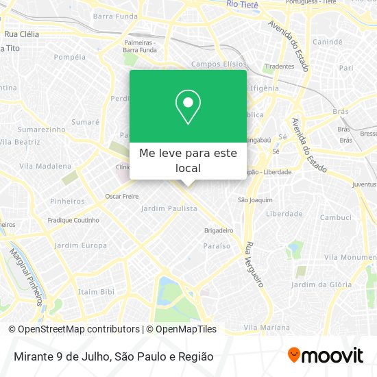 Mirante 9 de Julho mapa