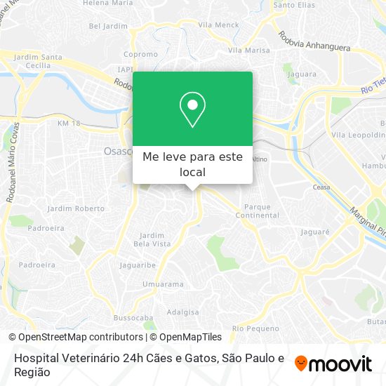 Hospital Veterinário 24h Cães e Gatos mapa