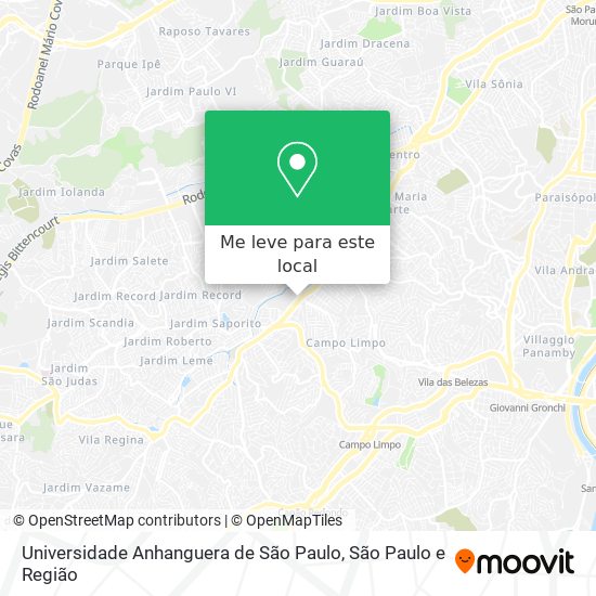 Universidade Anhanguera de São Paulo mapa