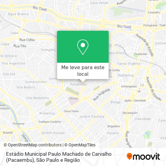 Estádio Municipal Paulo Machado de Carvalho (Pacaembu) mapa