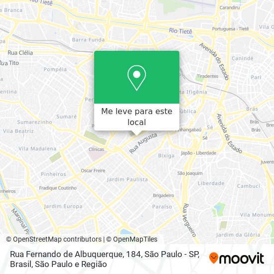 Rua Fernando de Albuquerque, 184, São Paulo - SP, Brasil mapa