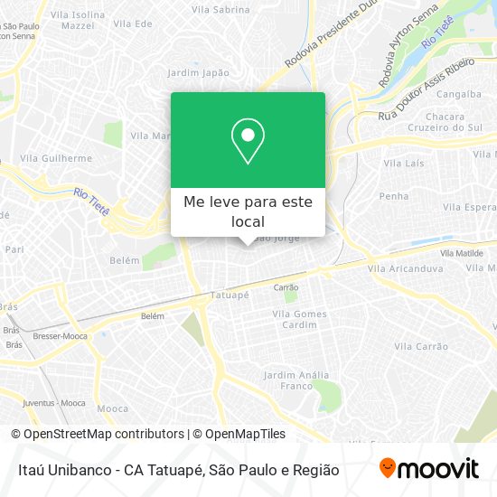Itaú Unibanco - CA Tatuapé mapa