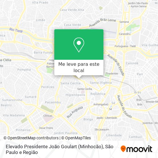 Elevado Presidente João Goulart (Minhocão) mapa