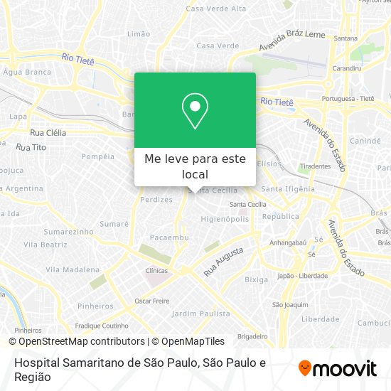 Hospital Samaritano de São Paulo mapa