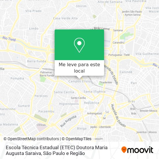 Escola Técnica Estadual (ETEC) Doutora Maria Augusta Saraiva mapa