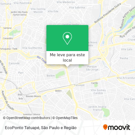 EcoPonto Tatuapé mapa