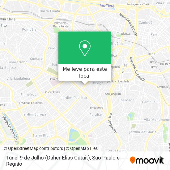 Túnel 9 de Julho (Daher Elias Cutait) mapa