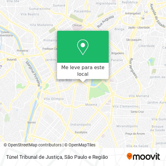 Túnel Tribunal de Justiça mapa