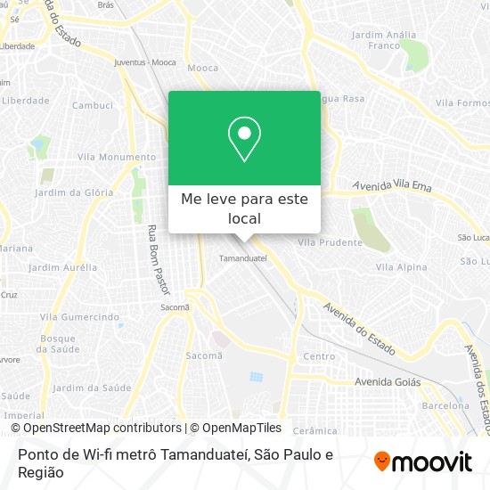 Ponto de Wi-fi metrô Tamanduateí mapa